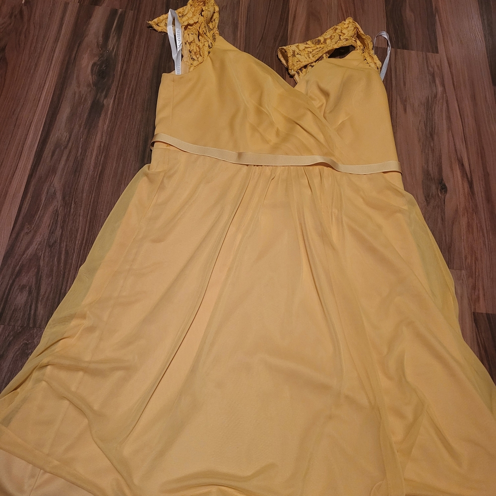 David's Bridal Mustard Dress